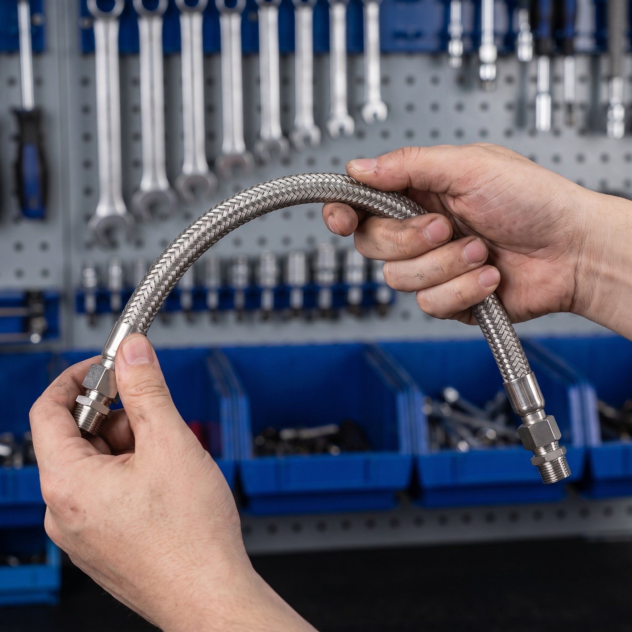 Flexible Hose Braided - 1Set Industrial Grade Air Compressor Hose